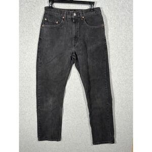 VTG Y2K Levis 505 Regular Fit Straight Leg Jeans Mens 31x32 Washed Black Denim
